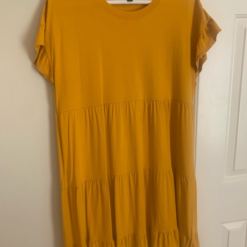 JCrew Gold Tiered Dress